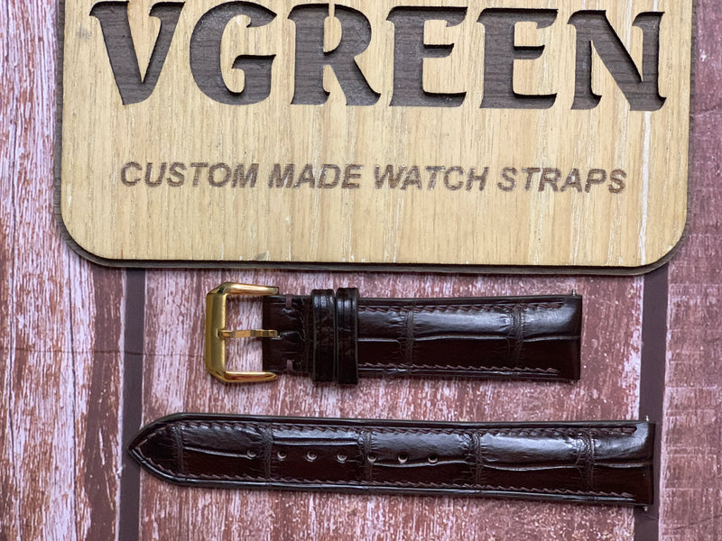 Crocodile Leather Watch Strap - Brown For Fortis skyleader