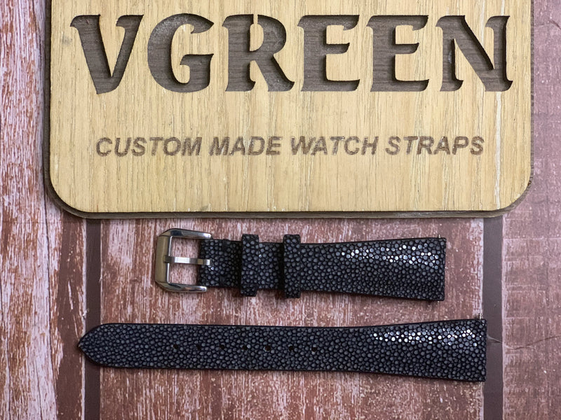 Stingray Leather Watch Strap - Black  For Patek Philippe 5035