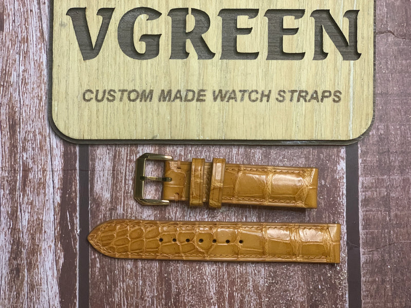 Crocodile Leather Watch Strap - Light Brown