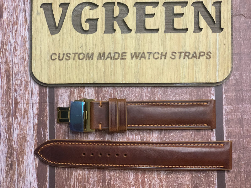 Badalassi Wax Leather Watch Strap - Cognac