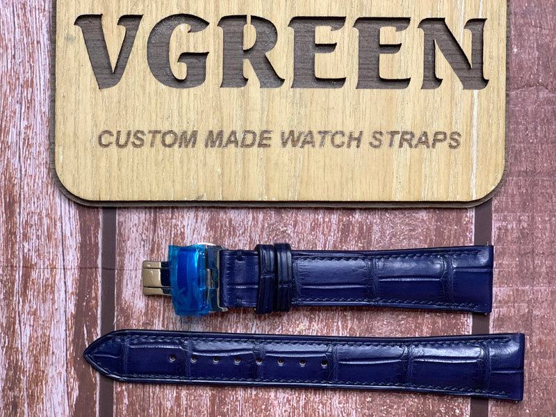 Crocodile Leather Watch Strap - Dark Blue