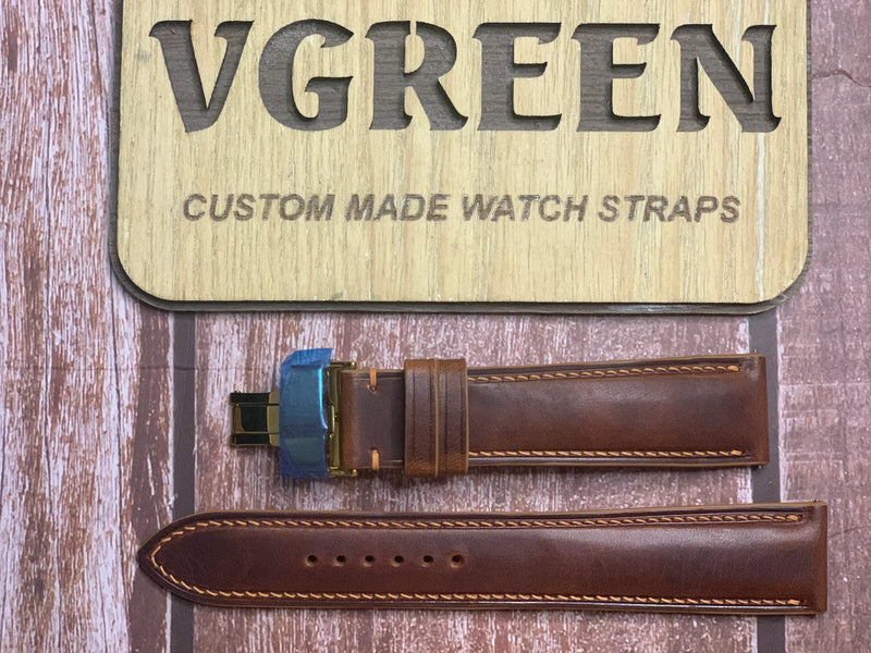 Badalassi Wax Leather Watch Strap - Cognac
