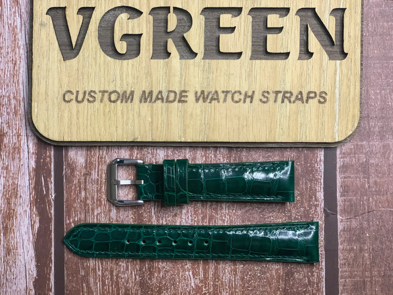 Crocodile Leather Watch Strap - Green For Daniel Wellington