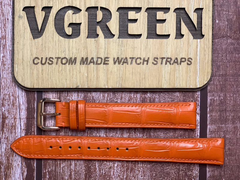 Crocodile Leather Watch Strap - Orange For Sangin Kinetc GMT