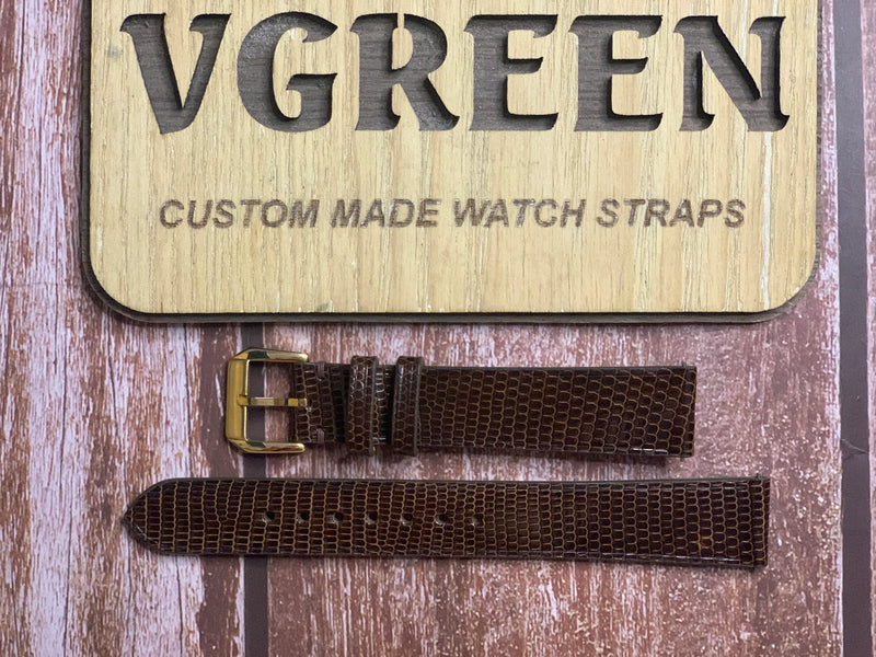 Lizard Leather Watch Strap - Dark Brown