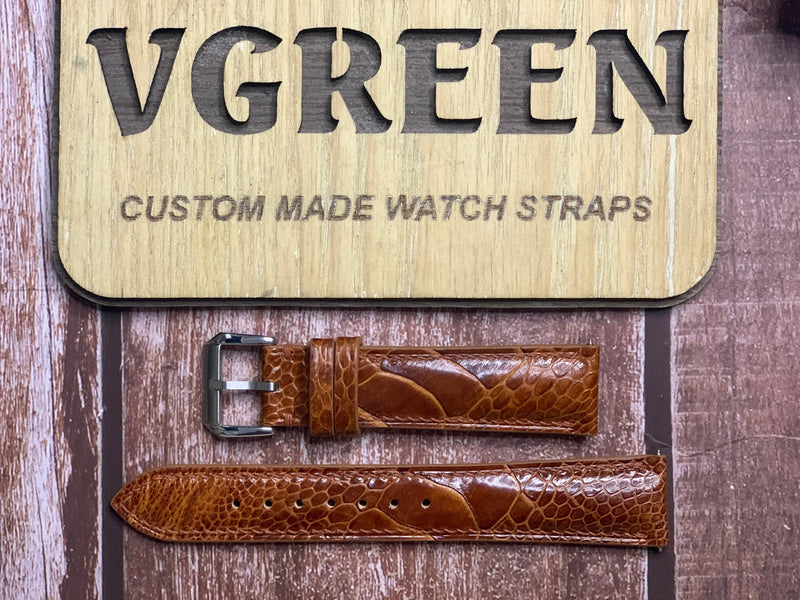 Ostrich Leg Leather Watch Strap - Rooibos Tea For Grand Seiko SBGP009G Champagne dial