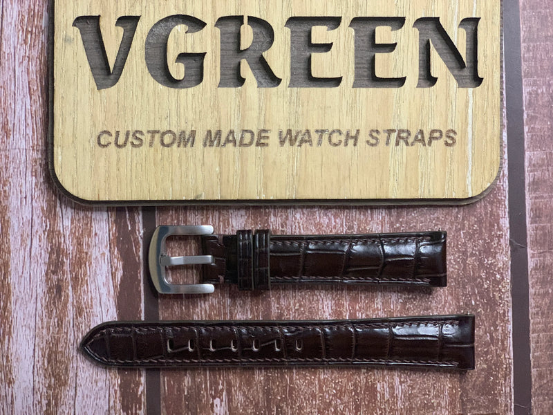 Crocodile Leather Watch Strap - Brown