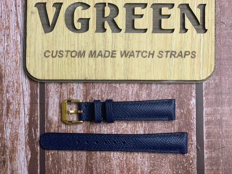 Epsom Leather Watch Strap - Navy for antique rose gold watch circa 1950's