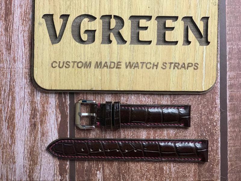 Crocodile Leather Watch Strap - Brown for  Purplish Red