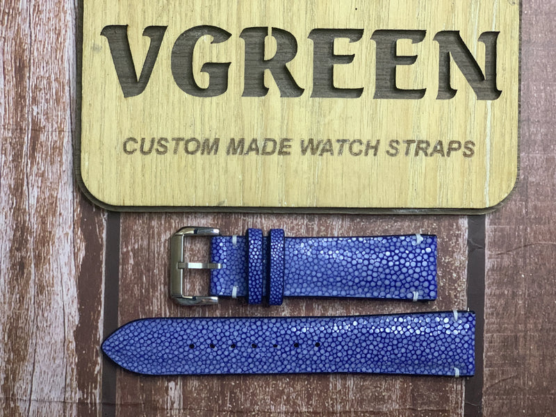 Stingray Leather Watch Strap - Blue For Breitling
