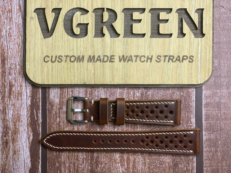 Badalassi Wax Leather Watch Strap - Cognac for  Ball Watch World Time