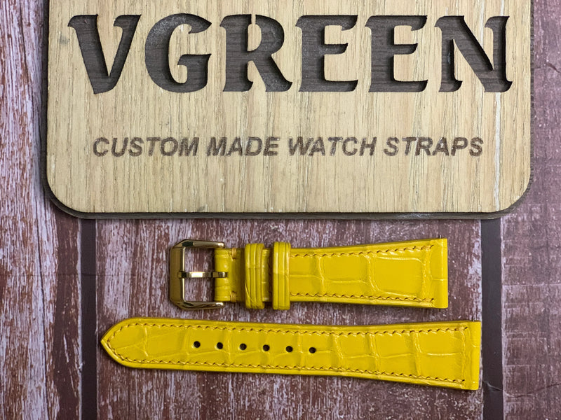 Crocodile Leather Watch Strap - Yellow For Patek Philippe 5270