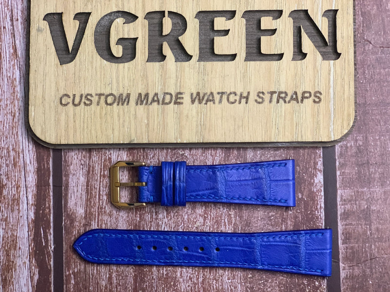 Crocodile Leather Watch Strap - Blue For Patek Philippe 5270