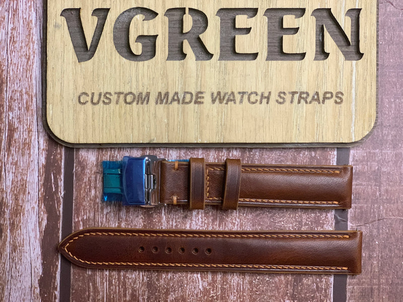 Badalassi Wax Leather Watch Strap - Cognac For grand seiko peacock GMT