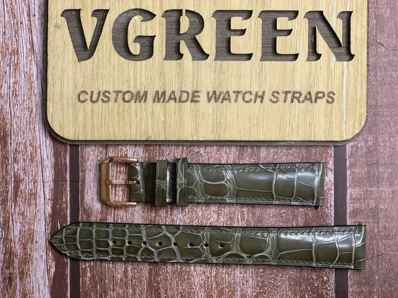 Crocodile Leather Watch Strap - Dark Sage For Rolex
