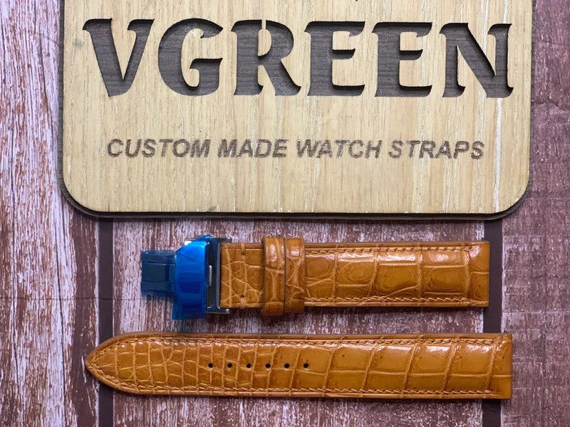Crocodile Leather Watch Strap - Light Brown For Orient Bambino