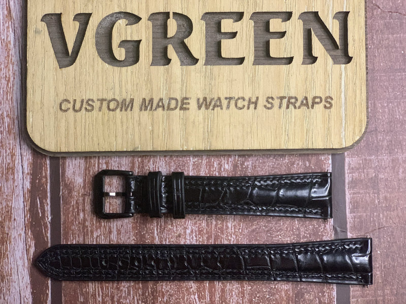 Crocodile Leather Watch Strap - Black for  Patek Phillipe