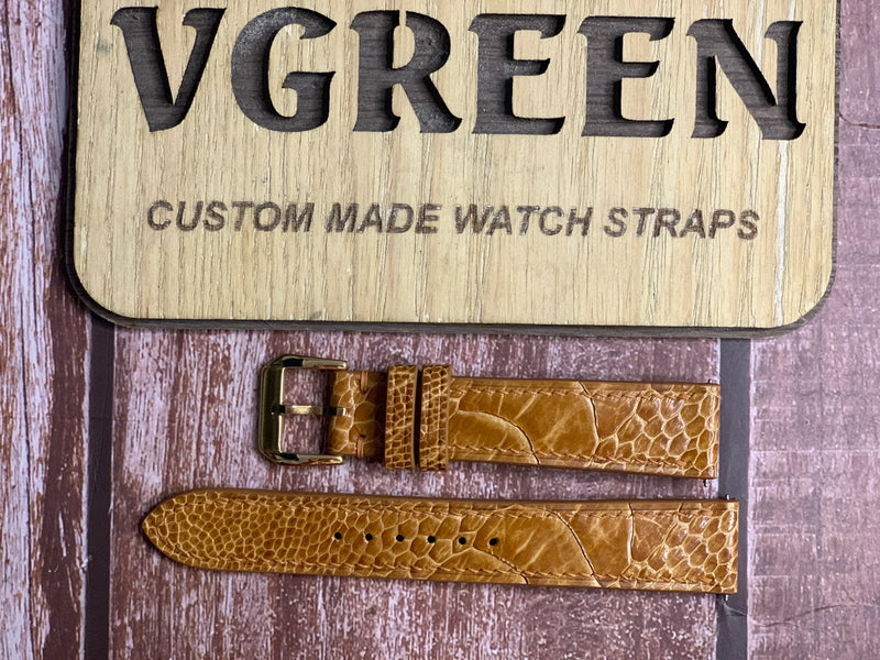 Ostrich Leg Leather Watch Strap - Light Brown For  La californienne