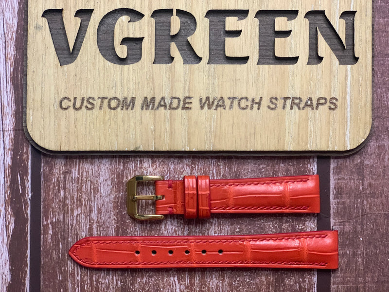 Crocodile Leather Watch Strap - Red For Shinola