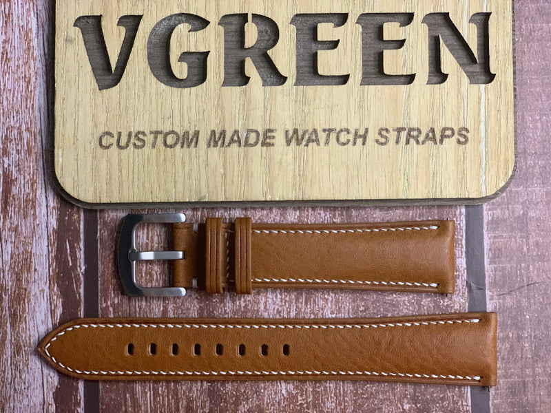 Minerva Box Leather Watch Strap - Brown