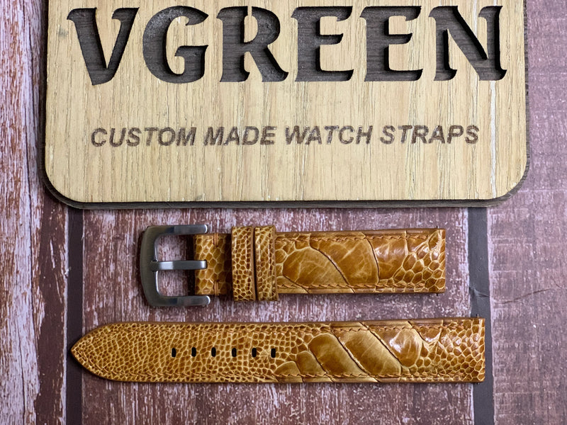 Ostrich Leg Leather Watch Strap - Light Brown For Oris x Cervo Volante