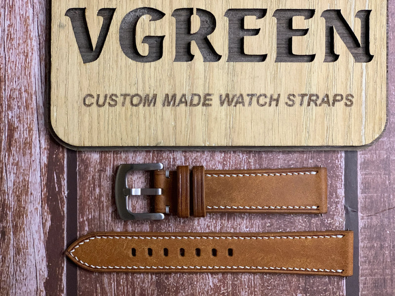 Maya Leather Watch Strap - Whisky For Hamilton Khaki Field Titanium Auto