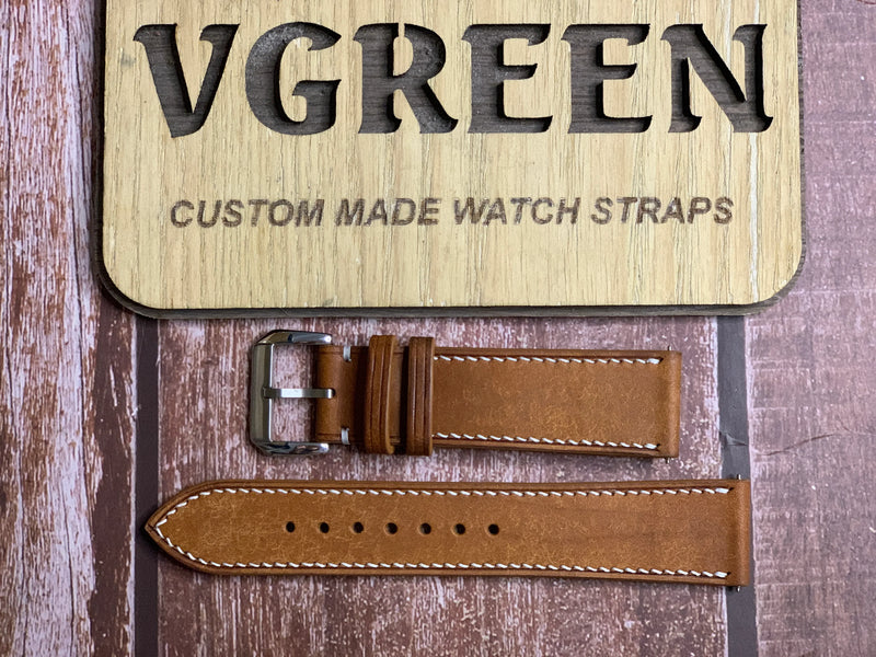 Maya Leather Watch Strap - Whisky For Breitling Chronometer Chronomat