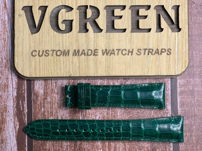 Crocodile Leather Watch Strap - Green For Breitling Navitimer 41mm