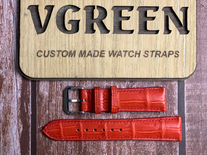 Crocodile Leather Watch Strap - Red For Galaxy