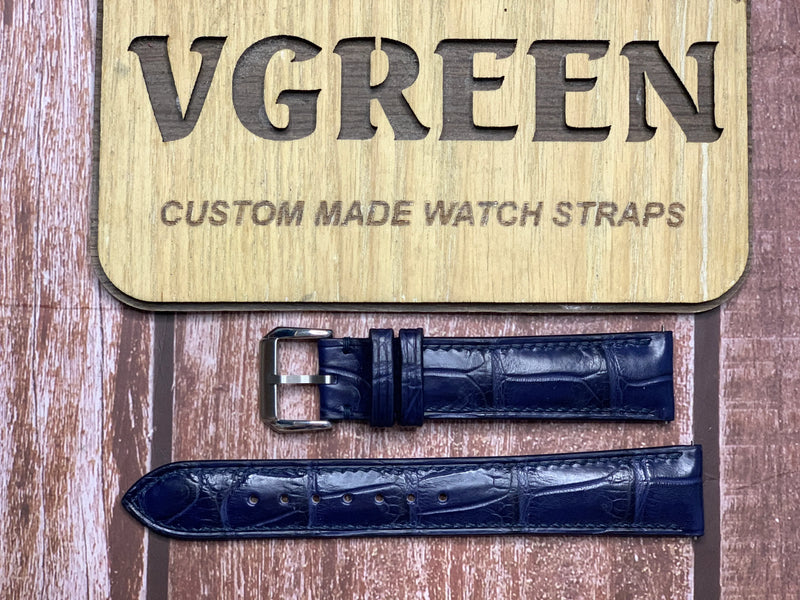 Crocodile Leather Watch Strap - Dark Blue for  IWC portugieser chronograph