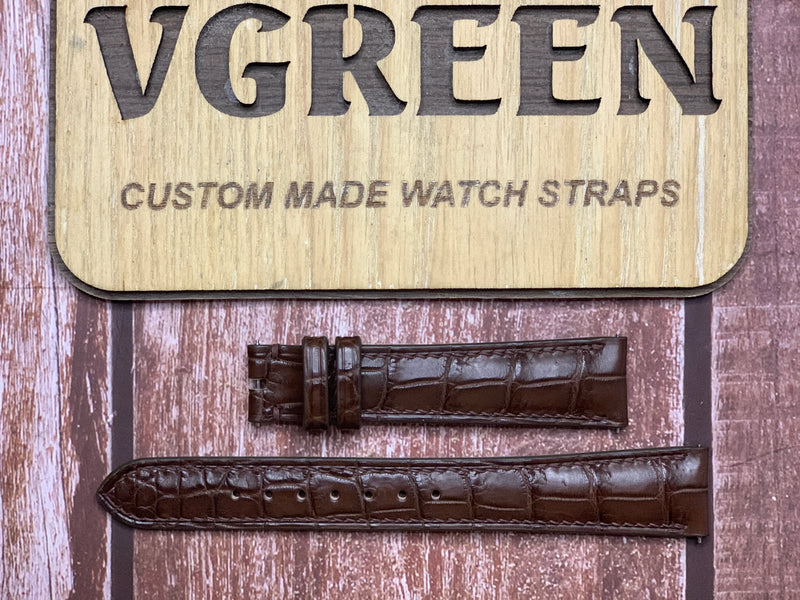 Crocodile Leather Watch Strap - Brown for 1962 Rolex Date Stainless Steel