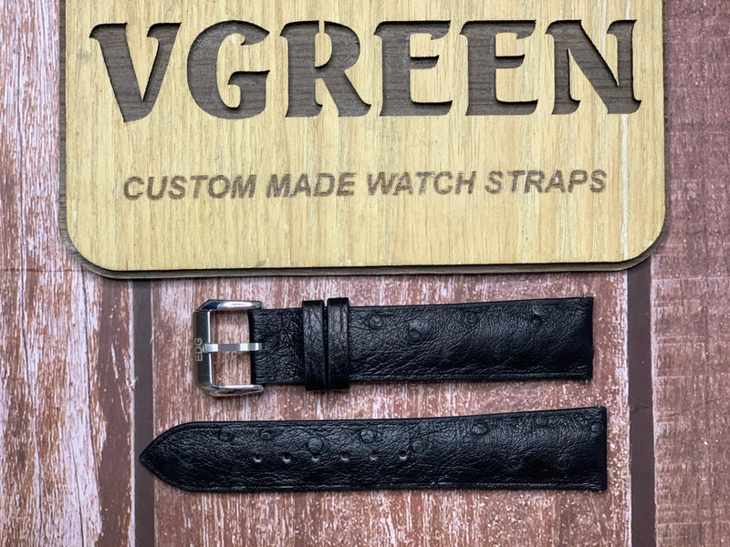 Ostrich Leather Watch Strap - Black