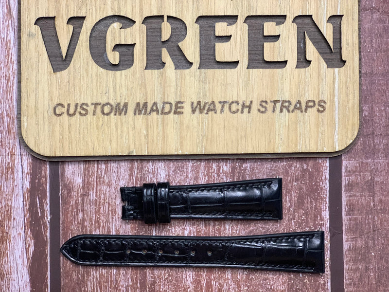 Crocodile Leather Watch Strap - Black