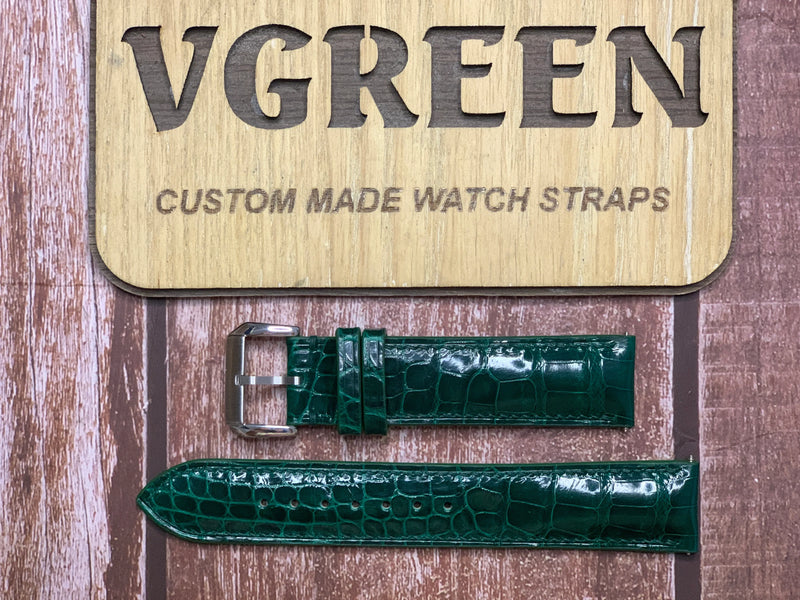 Crocodile Leather Watch Strap - Green for Tag Heuer Carrera