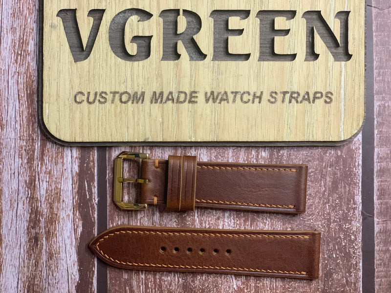 Badalassi Wax Leather Watch Strap - Cognac