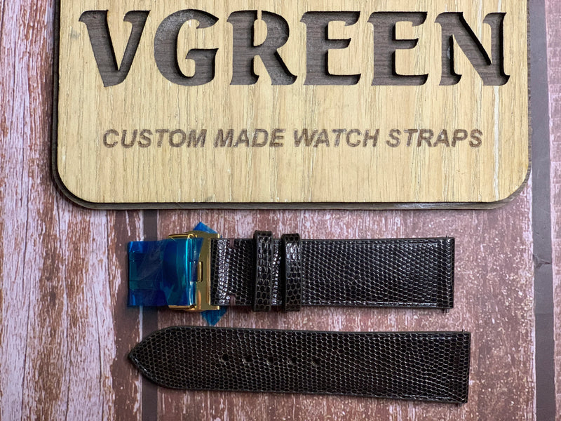 Lizard Leather Watch Strap - Dark Brown