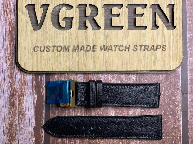 Ostrich Leather Watch Strap - Black