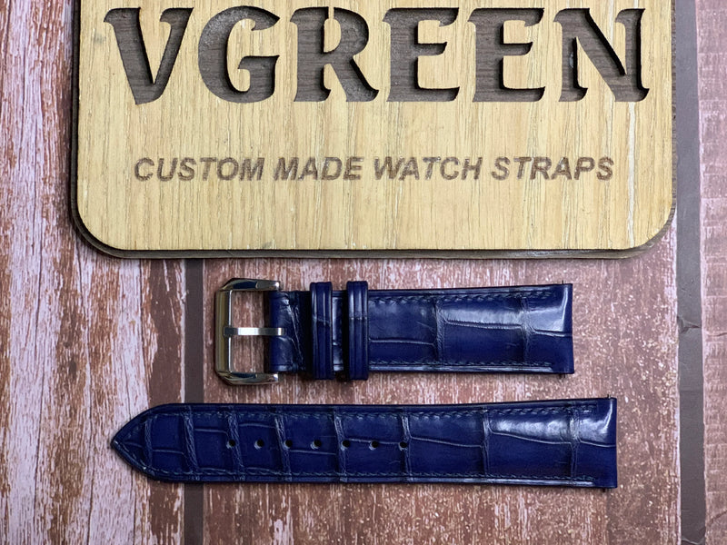 Crocodile Leather Watch Strap - Dark Blue