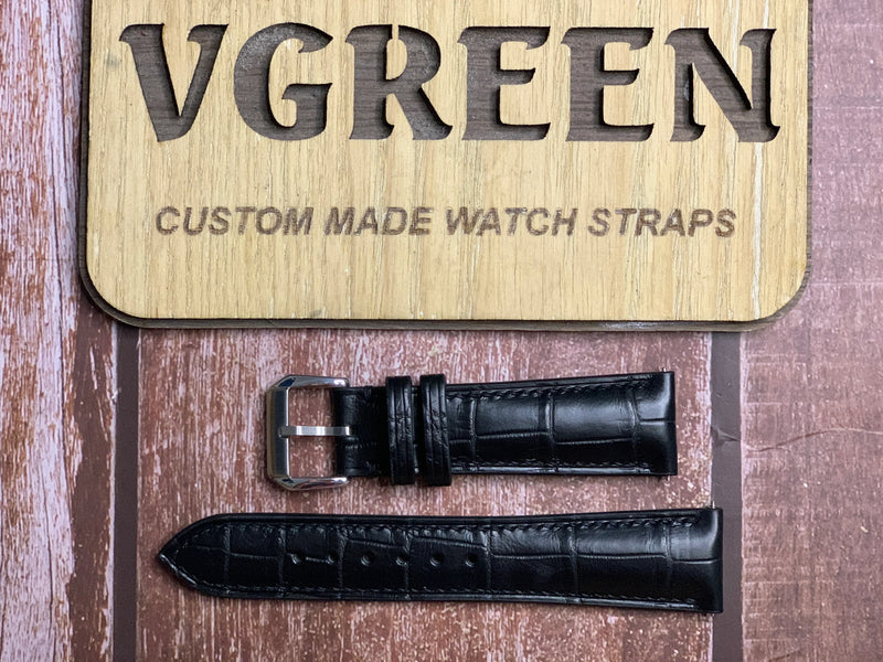 Crocodile Leather Watch Strap - Black for ROLEX SUBMARINER