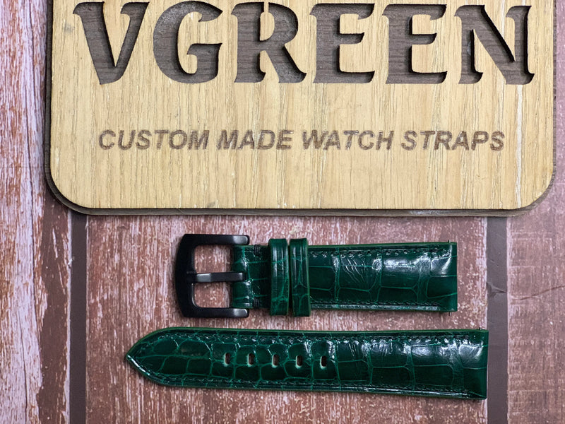 Crocodile Leather Watch Strap - Green for Bremont