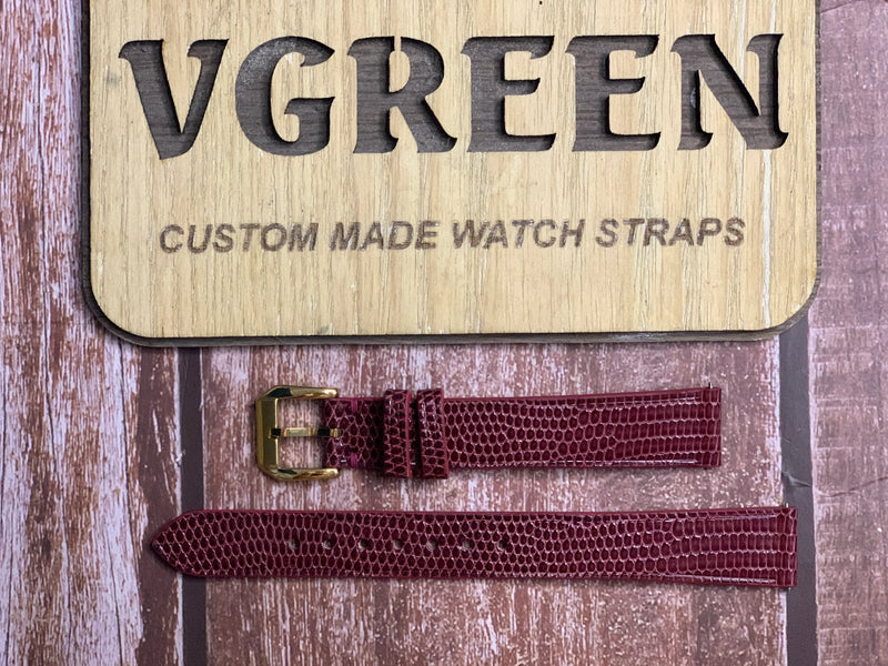 Lizard Leather Watch Strap - Red