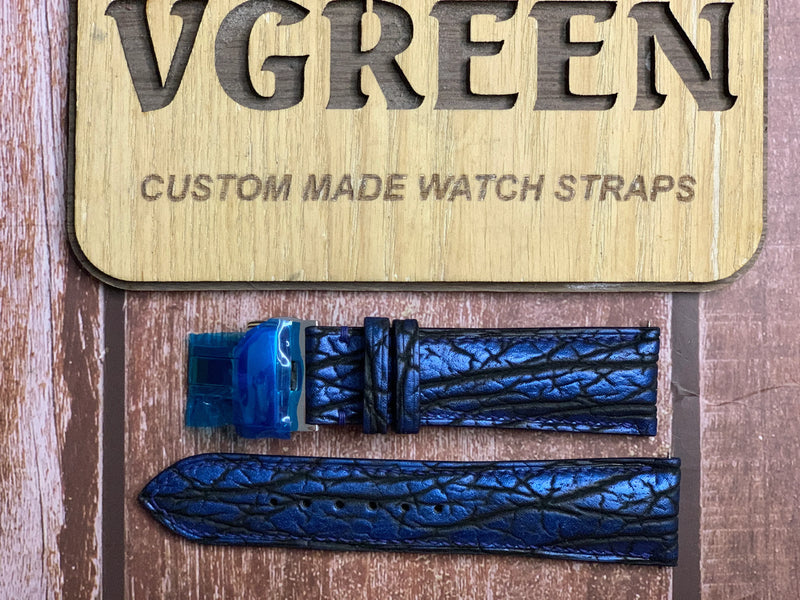 Shark Skin Watch Strap - Blue For blancpain fifth fathoms 45mm