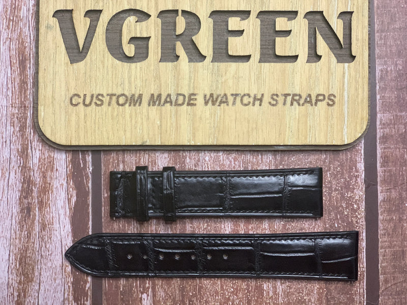 Crocodile Leather Watch Strap - Black for Orient Sun and Moon RA-AK0008S30B