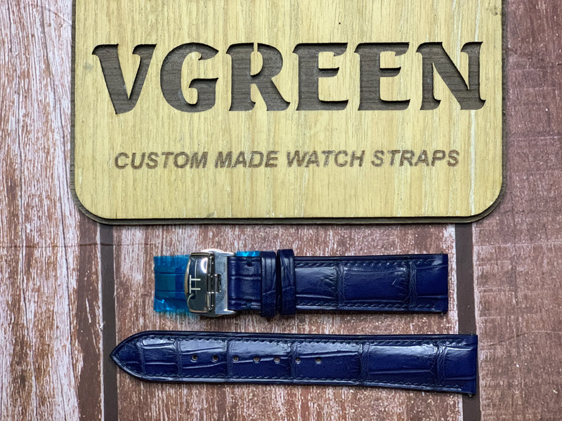 Crocodile Leather Watch Strap - Dark Blue For IWC Portugieser Automatic 40