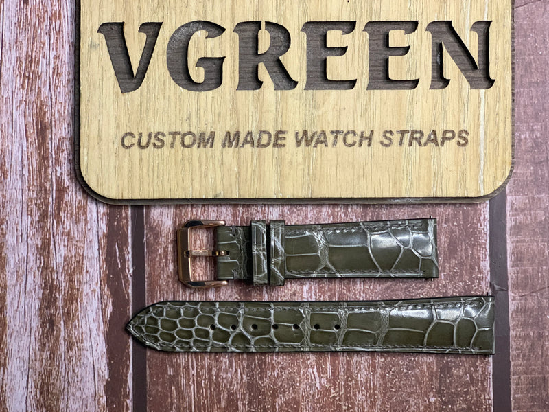 Crocodile Leather Watch Strap - Dark Sage for Seiko sarb072