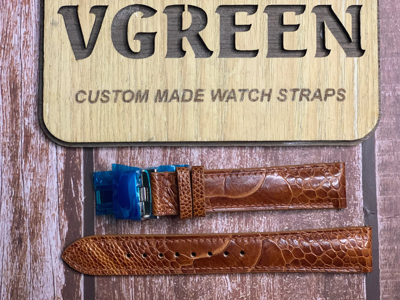 Ostrich Leg Leather Watch Strap - Rooibos Tea for  IWC 8 DAYS