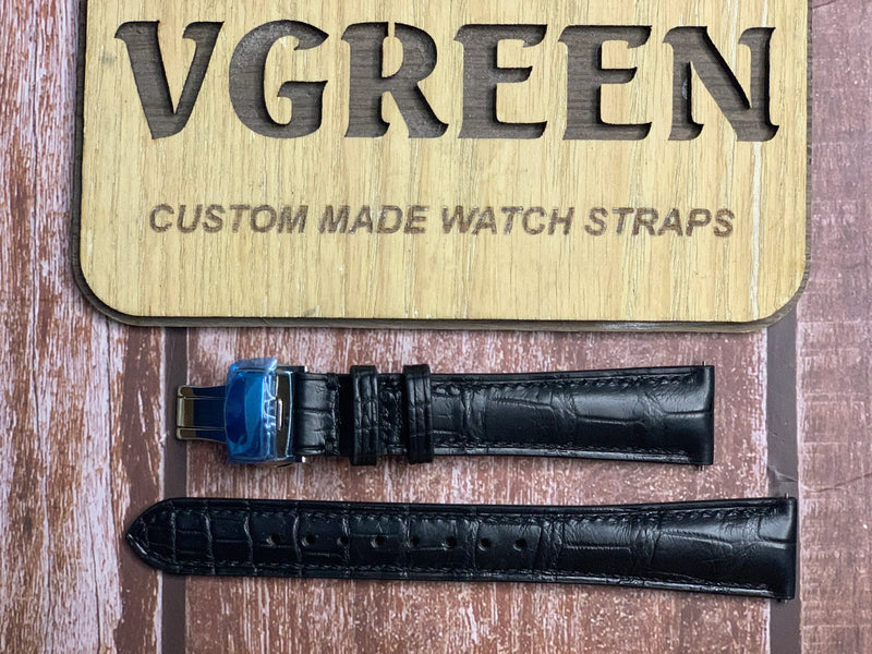 Crocodile Leather Watch Strap - Black for PATEK CALATRAVA