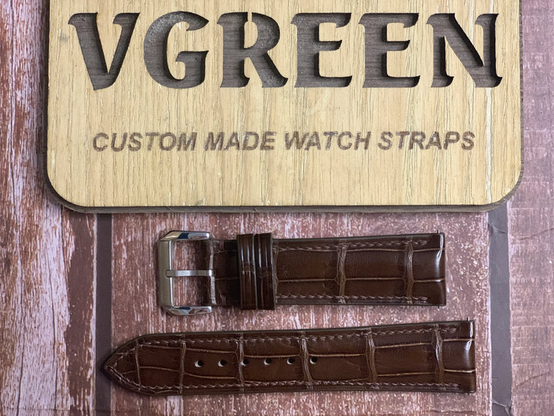 Crocodile Leather Watch Strap - Brown For Christopher Ward Bel Canto