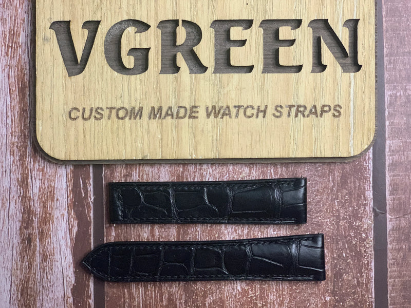 Crocodile Leather Watch Strap - Black