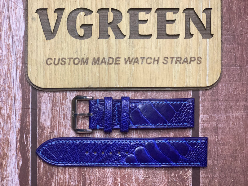Ostrich Leg Leather Watch Strap - Blue For tag huer and victorionix